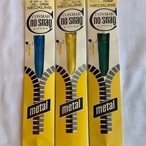 5 Vintage ConMar colorful zippers, sewing project